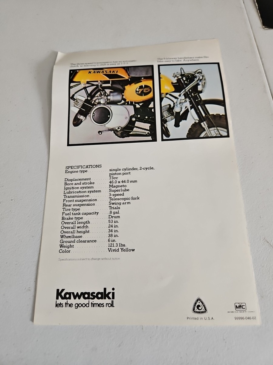 あああ ページ 4 Vintage 70s Kawasaki Motorcycle Brochures *SEE DESCRIPTION | eBay