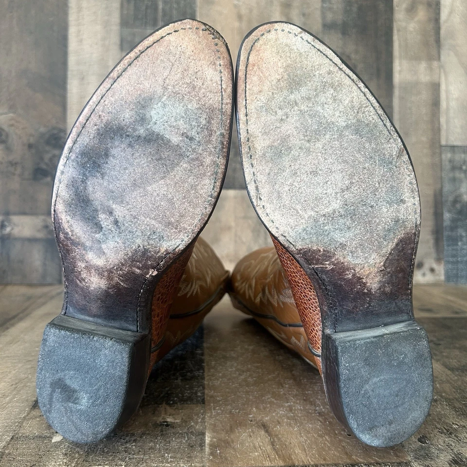 J Chisholm Vintage Ostrich Leg Western Cowboy Boots Mens 8 EE - Image 4 of 4