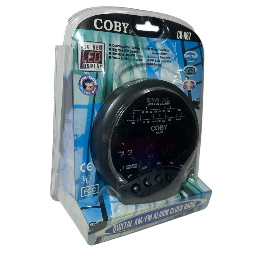 COBY  # CR-A67 DIGITAL AM/FM ALARM SET CLOCK 2 BAND RADIO New Package Is Damage - Image 3 of 4
