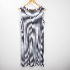 Style & Co Plus Size 0X Sleeveless Striped Navy / White Dress Stretch Knit