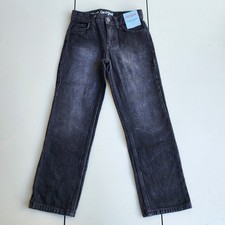 NWT Cat  Jack Black Grey Wash Relaxed Straight Adjustable Waist Jeans Sz 6