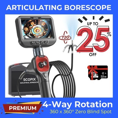 99NEW! 4-Way 720° Articulating Borescope Industrial Endoscope Inspection Camera