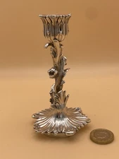 FAB NATURALISTIC SOLID SILVER TAPERSTICK 1850, CHARLES THOMAS & GEORGE FOX 165g