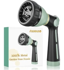 FANHAO Garden Hose Nozzle Heavy Duty, 100% Metal Water Hose Nozzle Sprayer with