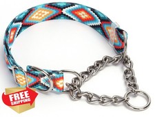 Martingale Dog Collar Steel Chain Tribal Pattern M No Pull Training