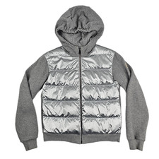 Moncler Felpa con Cappuccio Bambina Grigio Piumino Imbottito Trapuntato Full Zip Età 12 Anni
