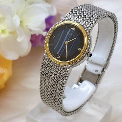 SEIKO Credor Vintage K18 Bezel Agate Dial Blue Wrist 16.5-17cm from Japan