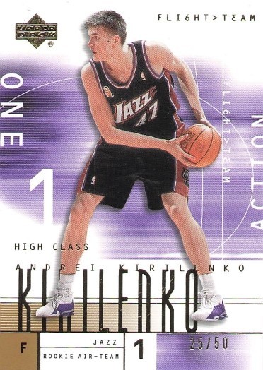 2001-02 Upper Deck Flight Team GOLD Andrei Kirilenko RC #/50