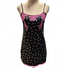 Vintage Y2K Betsey Johnson Satin Embroidered Lace Nightie M