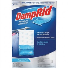 DampRid Hanging Bag Moisture Absorber 3 Pack Fragrance Free Closet Dehumidifier