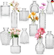 Mini Vasen Set, 12 Stück Kleine Glasvase Vintage Deko Vasen Set, Verschiedene 