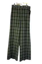Deadstock VTG 70s Disco Womens 14 Gingham Plaid High Rise Wide Leg Pants USA