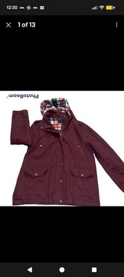 Love Tree Burgundy Coat With Plaid Hood  Women's Size L
