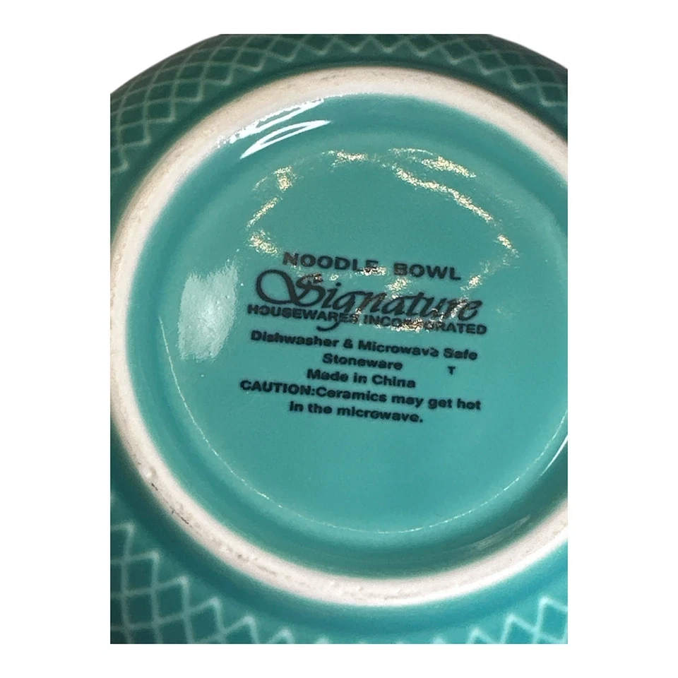 Firma Turquesa Hilo Cuenco Cerámico Recorte Crochet Tejer Soporte Gres Foto 3 de 4