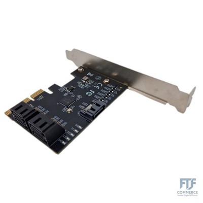 KALEA-INFORMATIQUE PCIe 3.0 x4 Controller-Karte mit 5 Ports für SATA 3.0 6G Fest