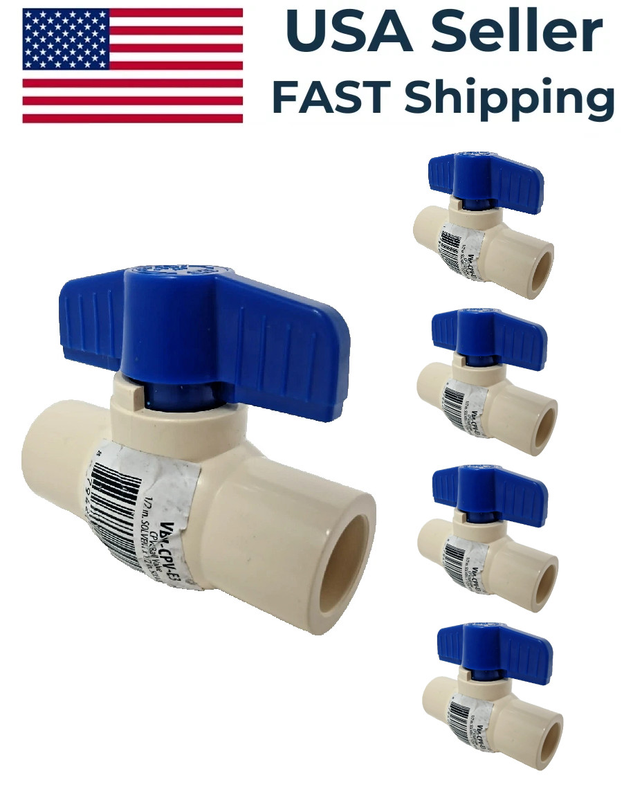 5 Pack - Homewerks - VBVCPVE3 - 1/2 in. CPVC Slip Ball Valve Full Port