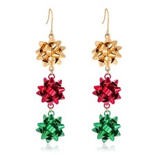 Christmas Earrings for Women, Cute Green Christmas Gift Bow Dangle Earring, H...