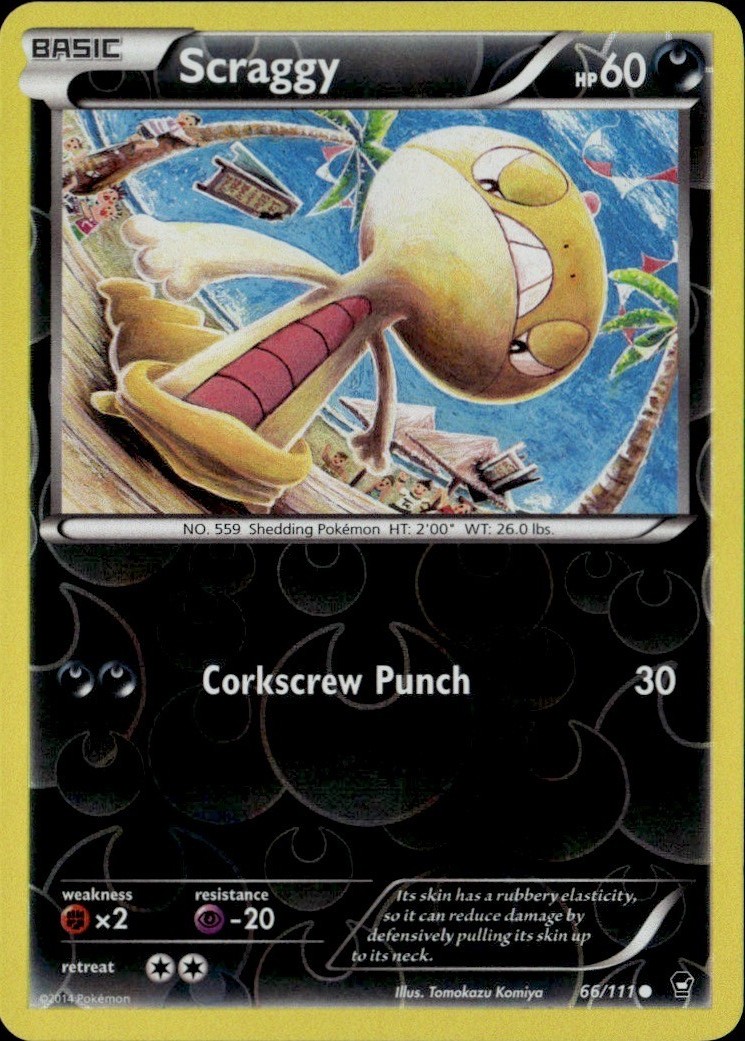 Scraggy Reverse Holo Common FFI XY - Furious Fists 66/111 LP-NM