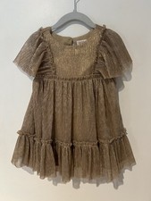 NWT Cat And Jack Gold Tulle Short Sleeve Dress 18 Months Baby Holiday Wear