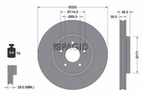 2X Pagid Bremsscheibe 56371NC FüR Hyundai Tucson NX4E NX4A Crdi Htrac Hybrid 48V