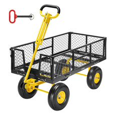 900LBS Heavy Duty Garden Cart Wagon 2-in-1 Utility Yard Cart w/ Removable Sides