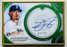 2022 JULIO RODRIGUEZ TOPPS TRANSCENDENT GOLD FRAMED AUTO ROOKIE VARIATION /15