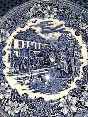 Royal Tudor Ware Coaching Taverns Staffordshire England Blue