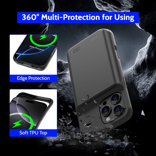 Battery Case for iPhone 16 Pro Max Portable Protective Charging Case - Picture 24 of 29