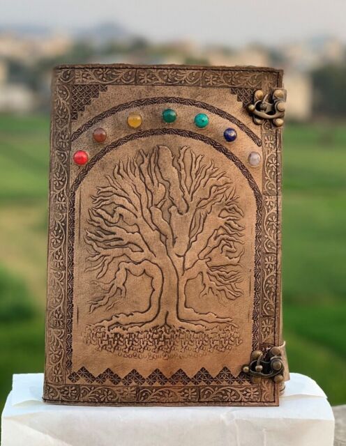 Embossed Leather Journal Antique Tree of Life 600 Page Diary Unlined Sketchbook