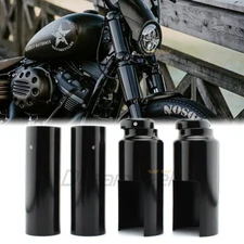 6 x Upper/Lower Front Fork Covers Cap for Harley Dyna Street Fat Bob 07-17 Black