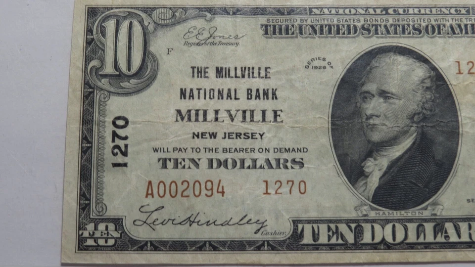 $10 1929 Millville New Jersey NJ National Currency Bank Note Bill #1270 VF! PCGS - Image 3 of 4