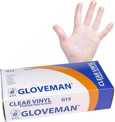 GLOVEMAN Disposable Clear Vinyl AQL 1.5 Powder & Latex FREE Gloves - 20 to 4000