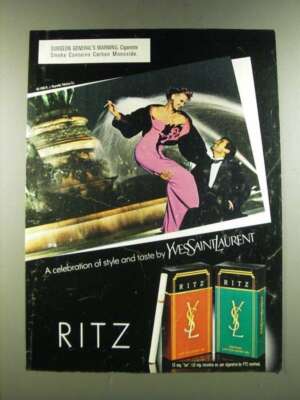 1986 Yves Saint Laurent Ritz Cigarettes Ad - Celebration of Style and Taste 