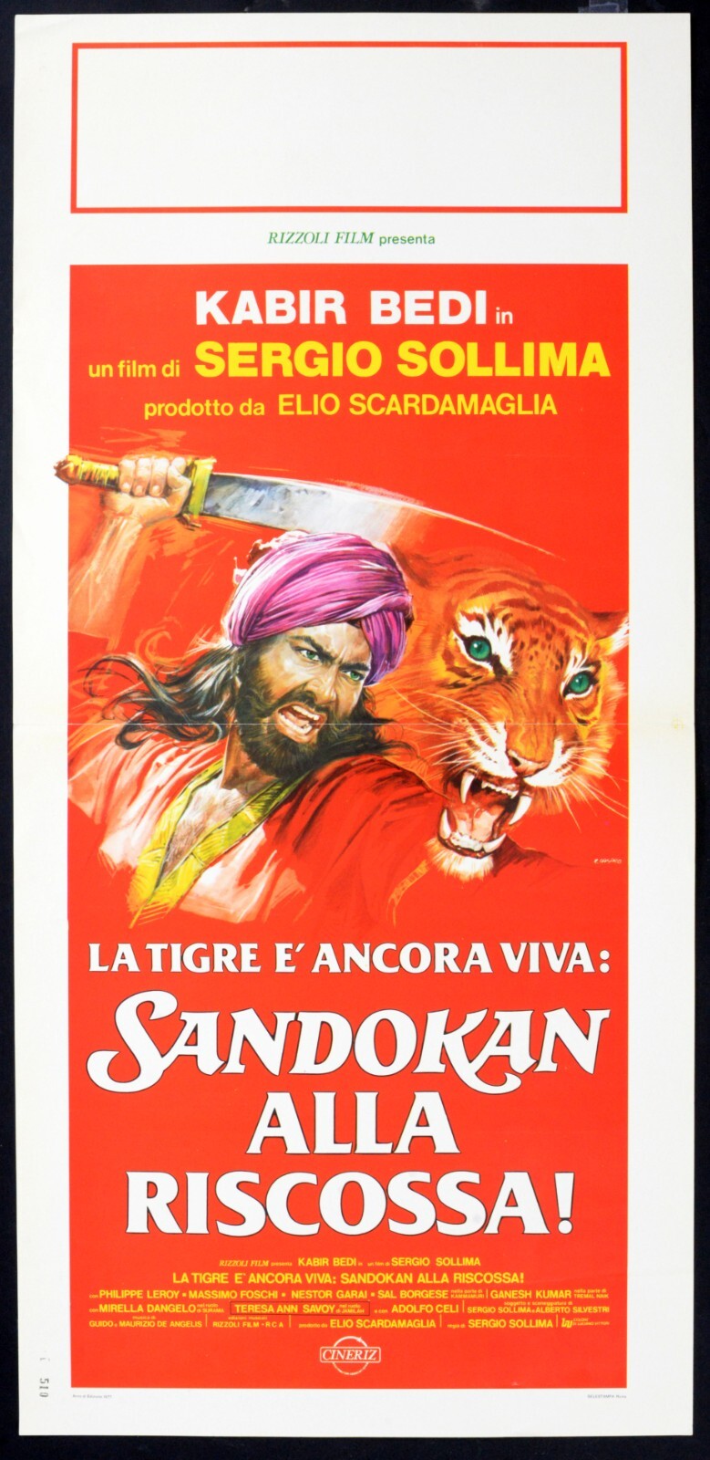 Locandina originale film La tigre è ancora viva: Sandokan alla riscossa! (1977) - Regia di Sergio Sollima