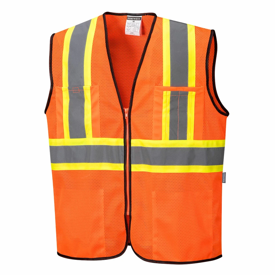 Portwest US381 Frisco Hi-Vis Contrast Reflective Safety Mesh Zipper Vest ANSI - Image 3 of 3