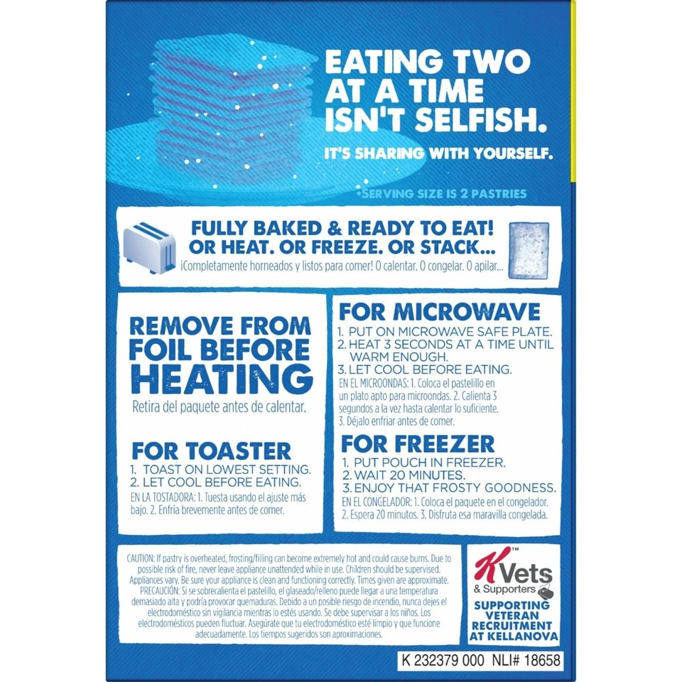 POP TARTS TOASTER PASTRIES FROSTED UNFROSTED BLUEBERRY FLAVOR 16 CT