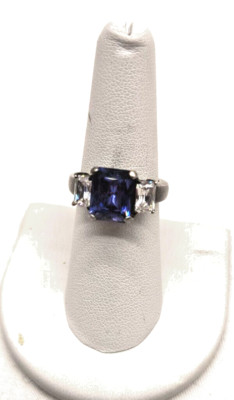 Gorgeous Vintage 5 g. Sterling 925 DQ07 Size 7, Purple & Clear Glass Stone  #888