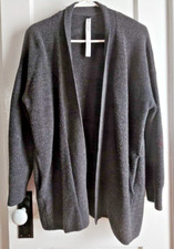 Lululemon Merino wool blend ribbed cardigan sweater charcoal grey woman Sz 4