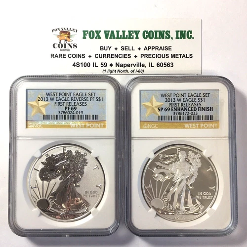 2013-W SILVER EAGLE REV. PROOF & ENHANCED FINISH PF69 & SP69 NGC FIRST RELEASES!