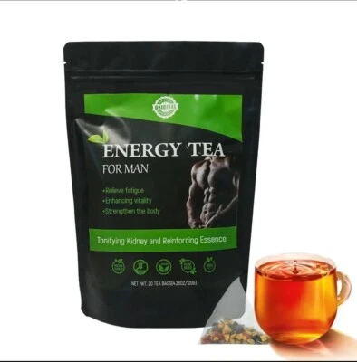 ALMAR Energy Tea for Men, Natural Herbal Vitality Tea with Maca & Ginseng, 20 Tea Bags