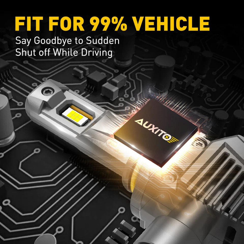 Kit de faros LED AUXITO 9012 HIR2 bombilla haz alto bajo blanco 48000LM súper brillante Foto 3 de 4