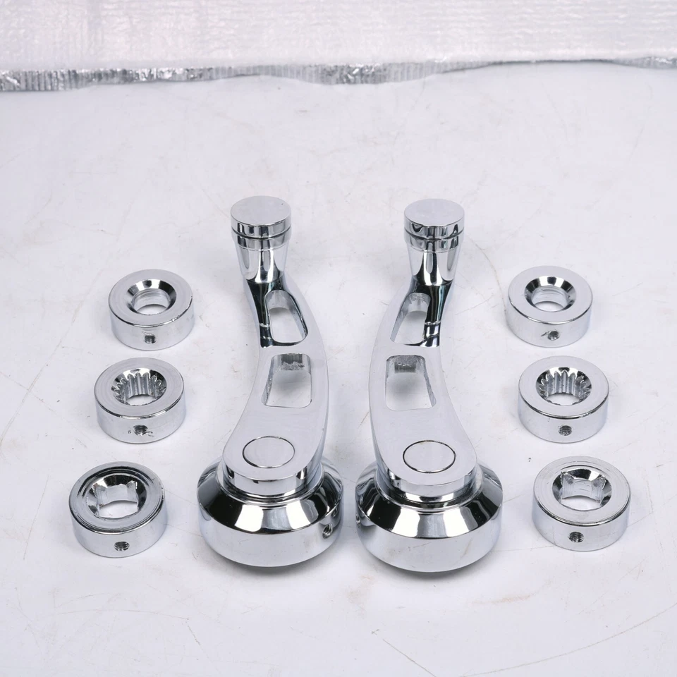 Bobinadora de ventana de coche cromada universal manivela de vidrio perillas de aluminio metal 2 piezas Foto 2 de 4