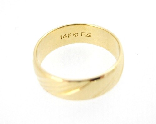 Ring Goldman 14K Yellow Gold 6 mm Wedding Band size 7 Shiny with Lines - 第 3/5 張圖片