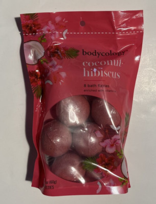 Bodycology Coconut Hibiscus 8 Bath Fizzies Enriched w/ Vitamin E - 2.1oz each
