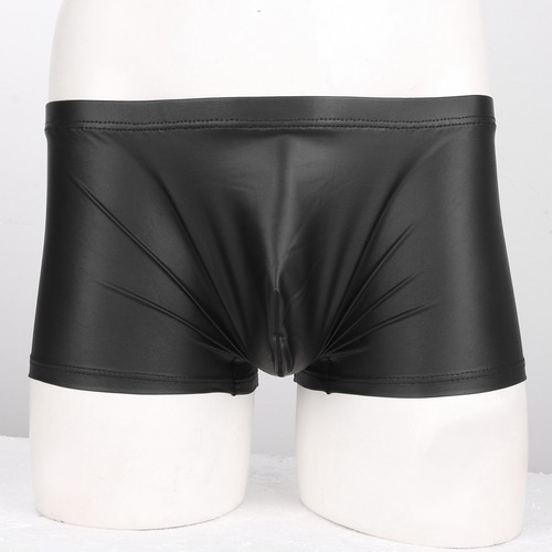Sexy Mens Latex Leather Boxer Briefs Shorts Fashion Wetlook Underwear Underpants - Picture 10 of 17