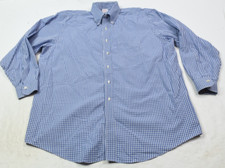 Brooks Brothers MADISON Shirt Mens 17.5 Blue Plaid Long Sleeve Button-Down