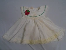 Vintage MiniWorld Dress sz 12-1 months White Pinafore Strawberry Summer  Cottage