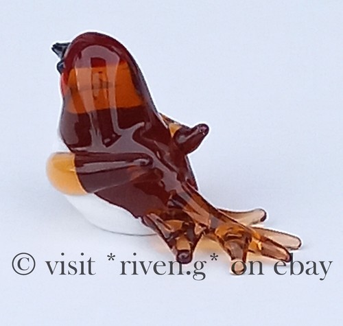 ROBIN@FIGURINE@CHRISTMAS BIRD@Coloured Glass ROBIN RED BREAST Figurine@Gift Item - Picture 5 of 12
