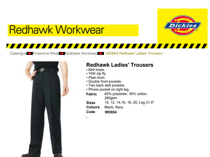 Dickies Redhawk WD854 Ladies Trousers Workwear - Navy UK Size 12