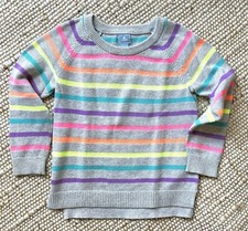 Baby Gap Rainbow Striped Sweater Size S 4 Charcoal Gray Crewneck